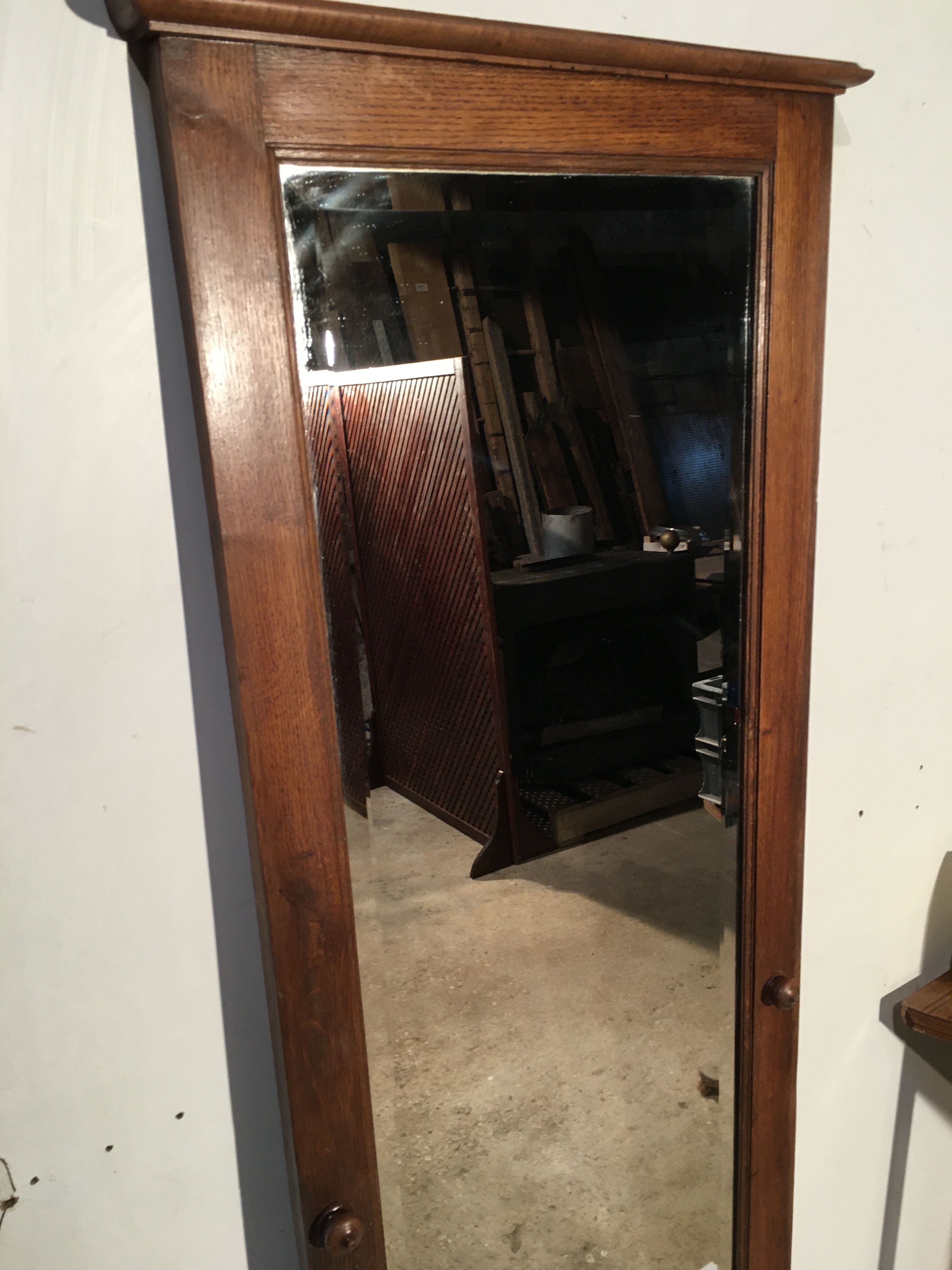 Bevelled mirror oak frame