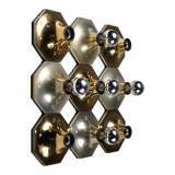 Suite of 11 octagonal brass wall lamps by Motoko Ishii