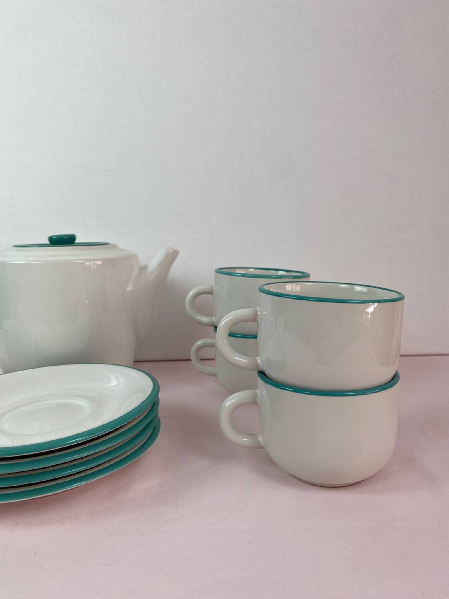 Service blanc et vert vintage