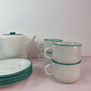 Service blanc et vert vintage
