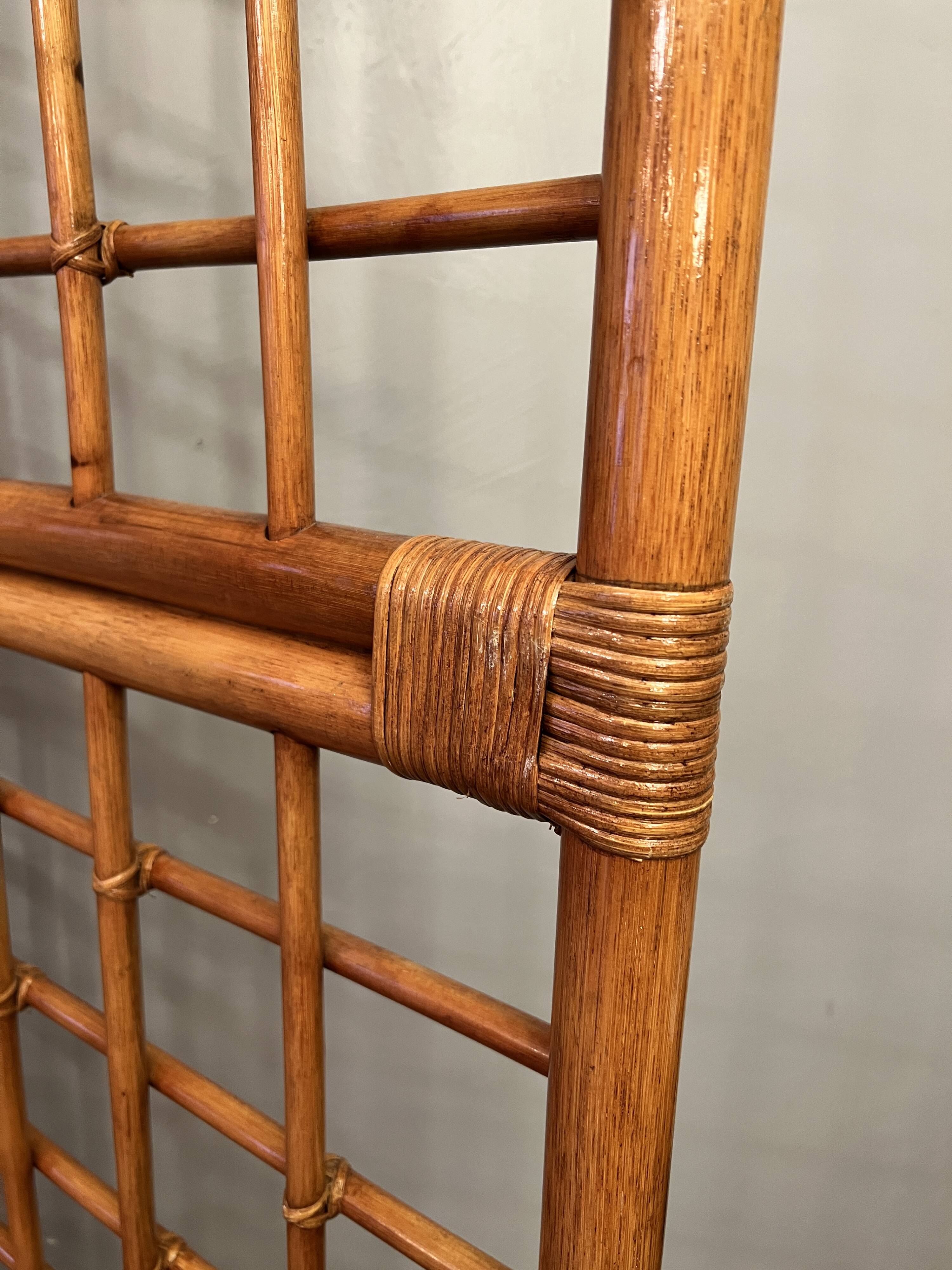 BHV - Screen three ventaux in bamboo and rattan