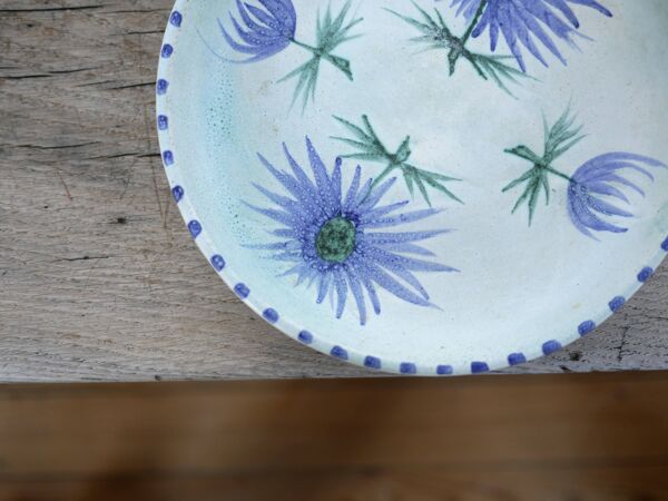 Assiette chardon vintage en céramique par Marie Madeleine Jolly