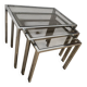 Set of 3 vintage nesting tables – Chrome metal & smoked glass