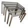 Set of 3 vintage nesting tables – Chrome metal & smoked glass