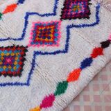 Ecru Moroccan rug with coloured patterns 250cm x 150cm