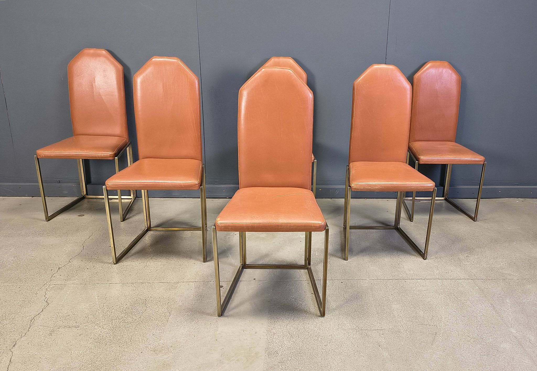 Vintage brass dining chairs by Belgochrom, 1970s