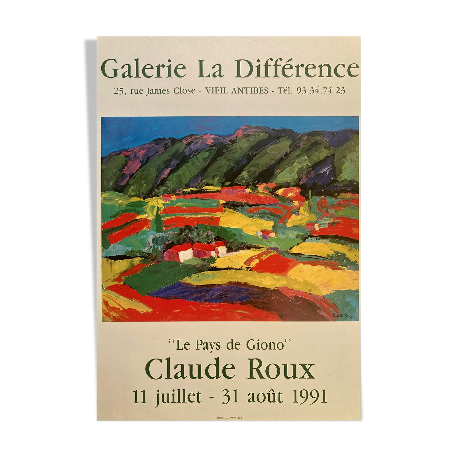 Affiche de Claude Roux Gallerie La différence Antibes 1991