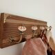 Porte manteau mural style vintage 5 patères céramique motifs floraux - bois
