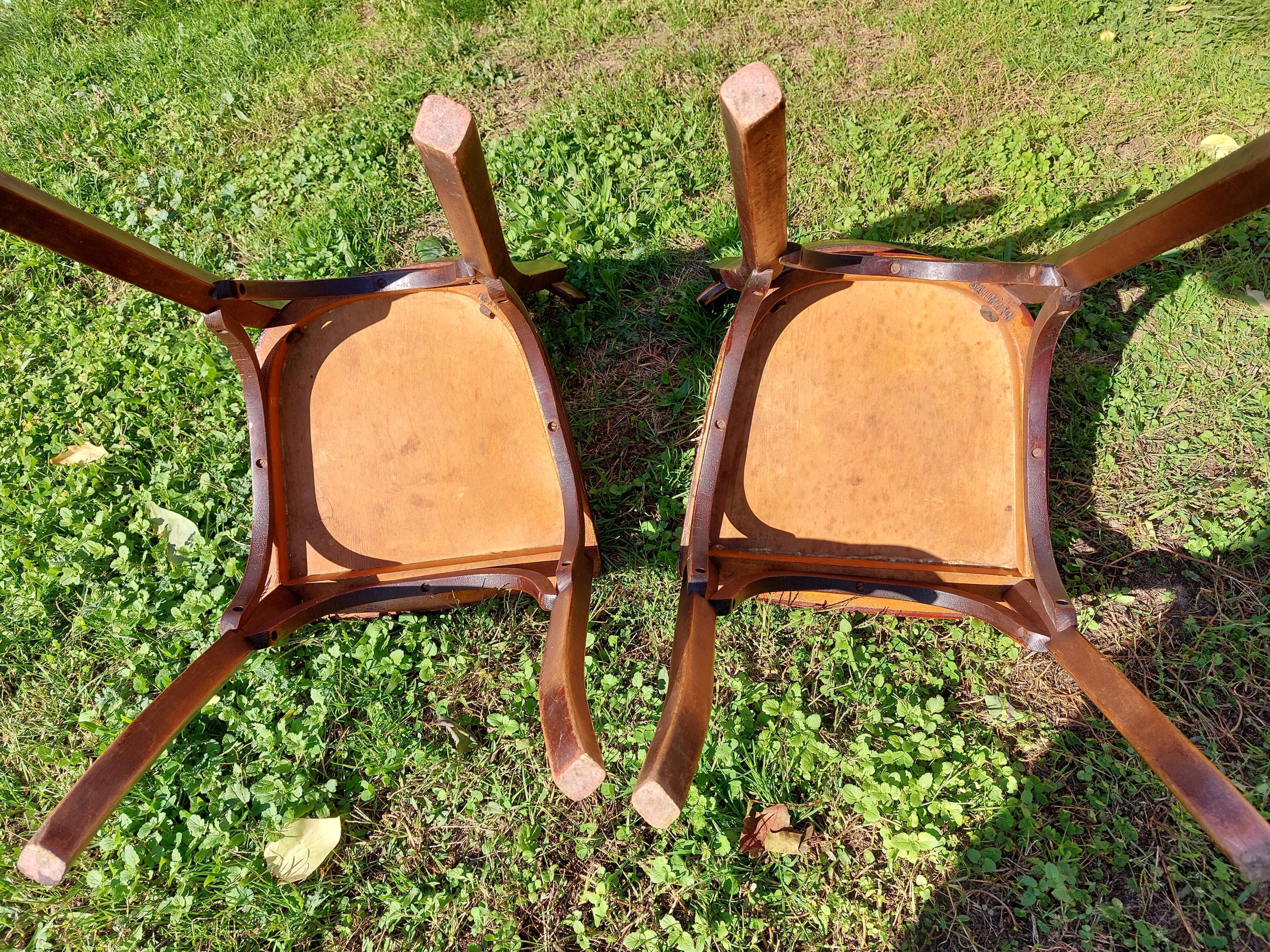 Pair of baumann bistro chairs, dark oak color