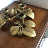 Golden bronze flower candlestick