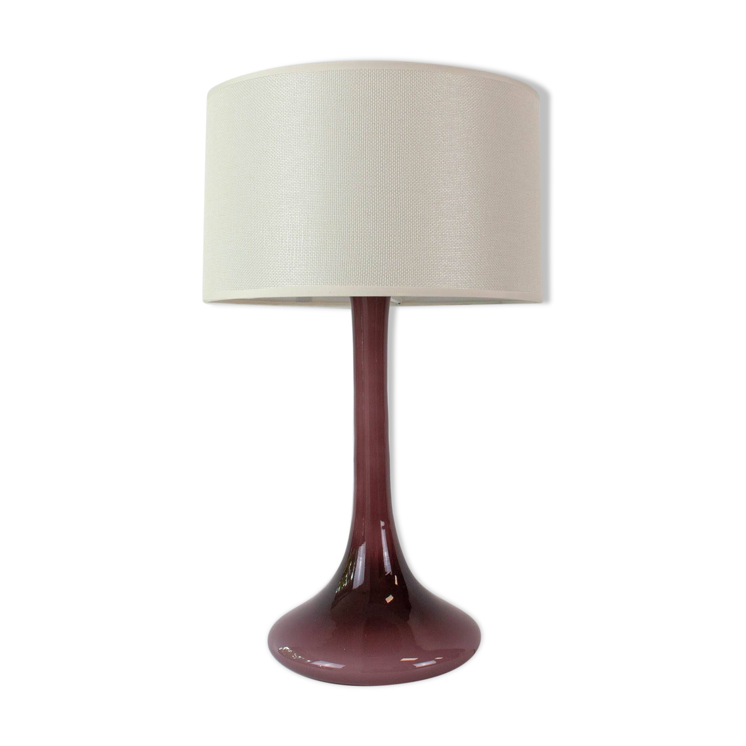1960s Portuguese Amethyst Opaline Glass Table Lamp