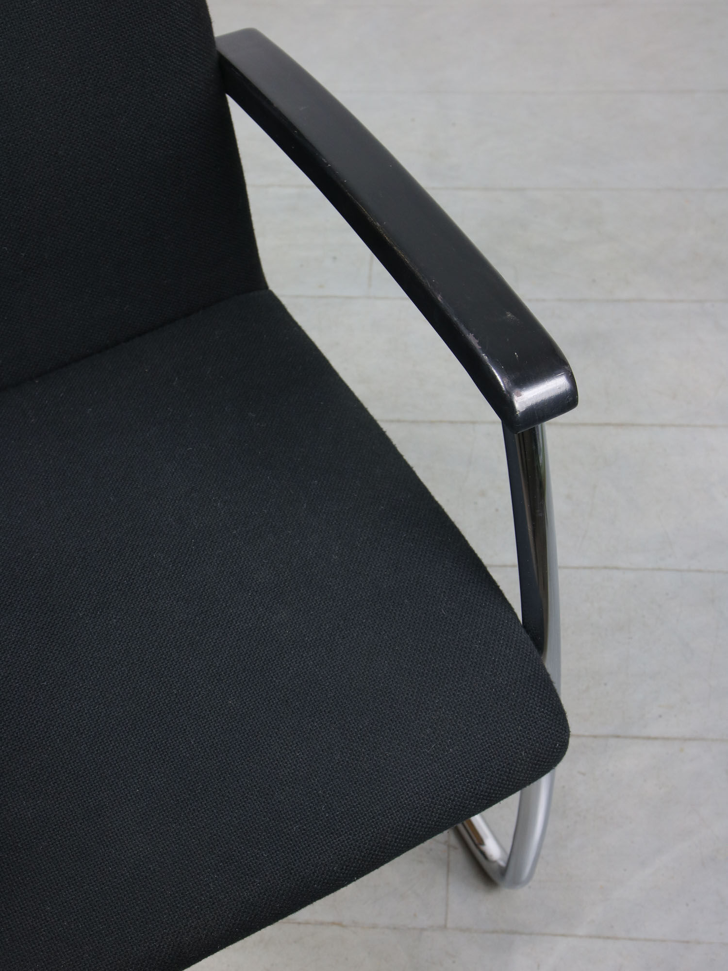 Vintage black fabric bauhaus office chair, 90s
