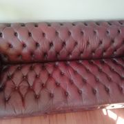 Canapé chesterfield vintage 60's-80's rouge bordeaux