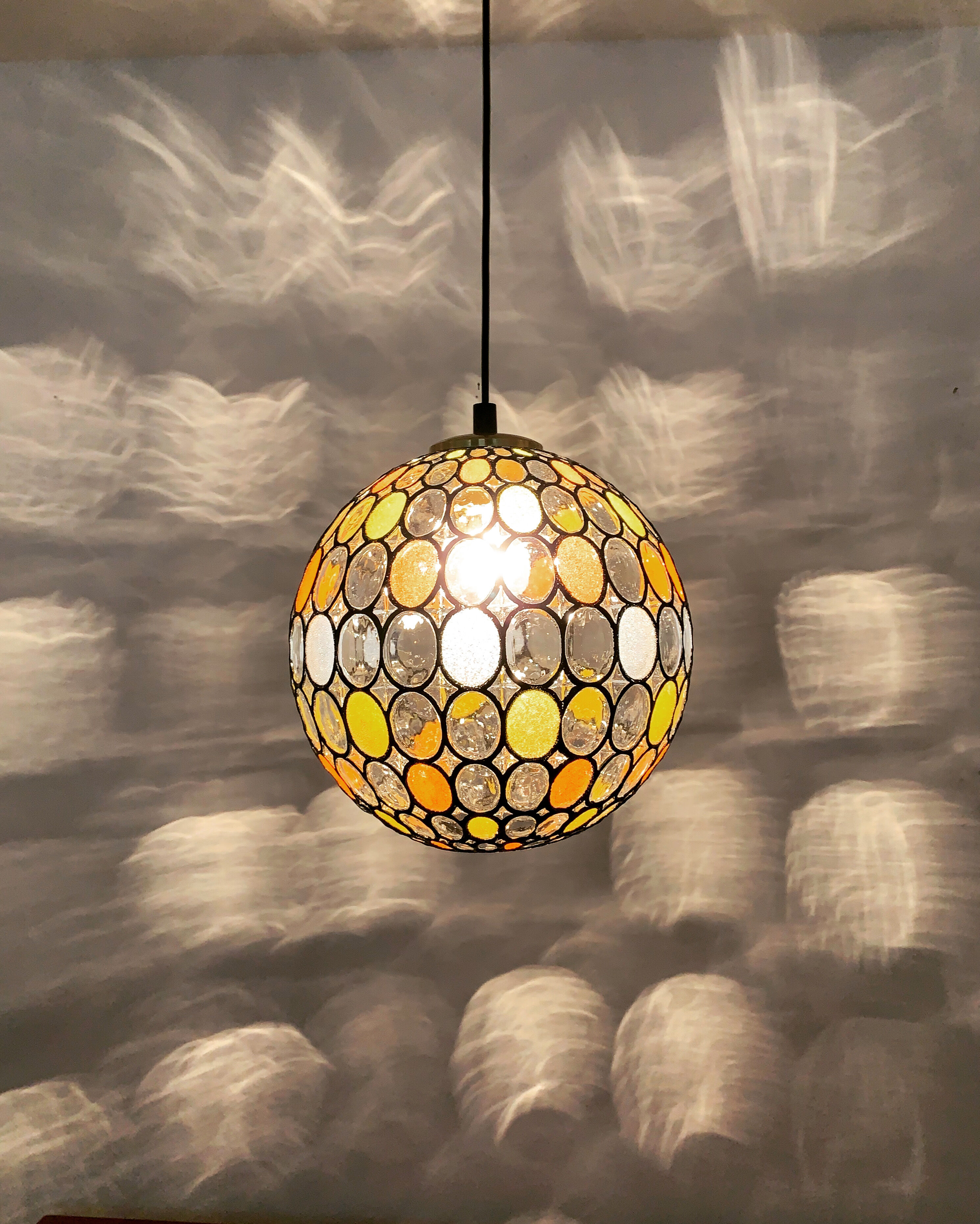 Colourful glass pendant lamp by Glashütte Limburg