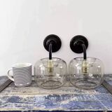 Pair of smoked glass wall sconces