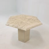 Set of 3 Italian Carrera Marble Side Tables, 1980s