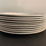 10 flat plates art deco Creil and Montereau model Nancy blue green gray