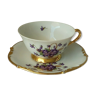 Chocolate cup lunch in limoges porcelain decor with violets
