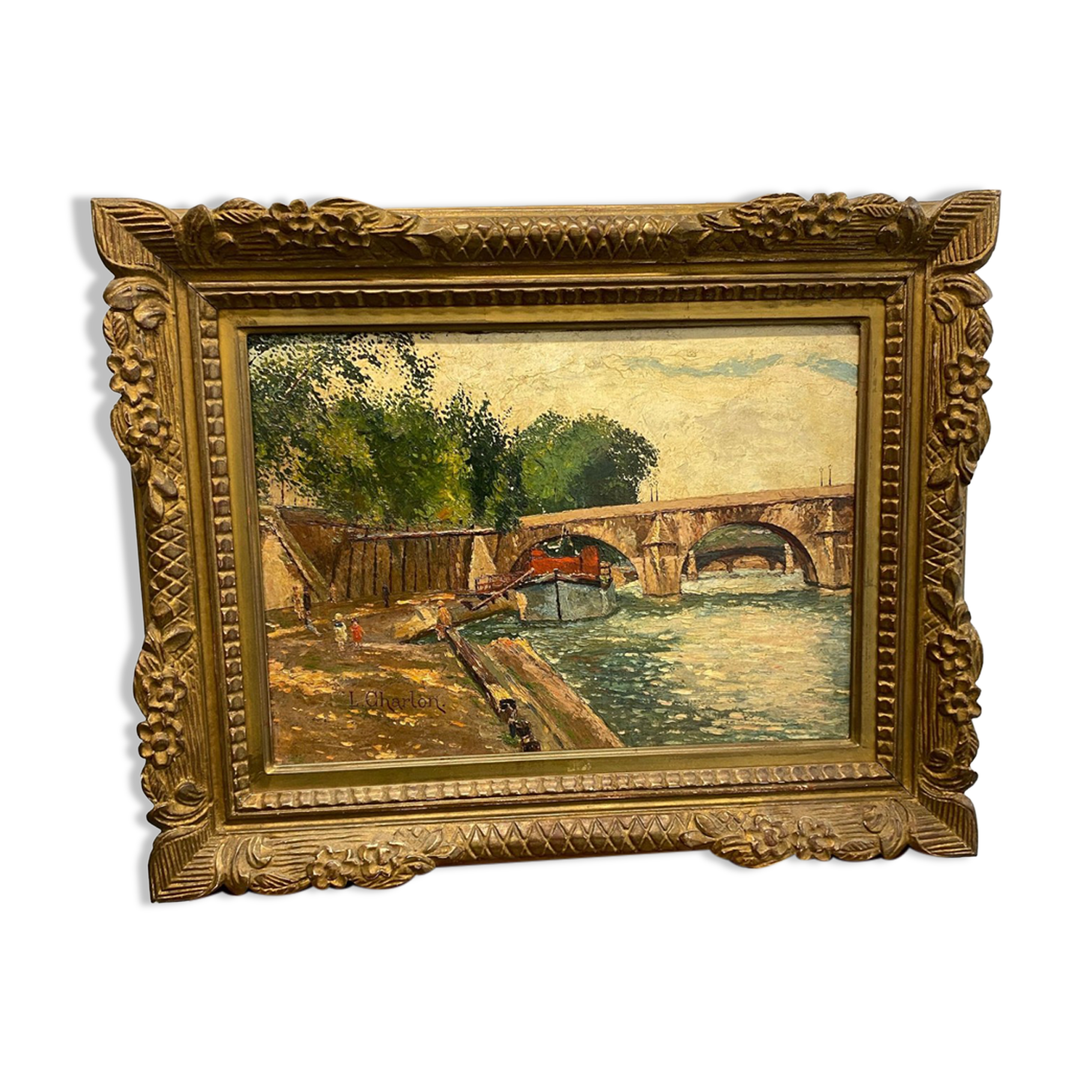 Parisian Seine quay signed L.Chardon