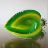 Vase soliflore arum en verre de Murano jaune et vert années 60 70