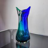 Sommerso green and blue vase by Seguso, Murano glass, Italy, 1970