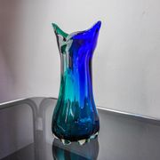 Sommerso green and blue vase by Seguso, Murano glass, Italy, 1970