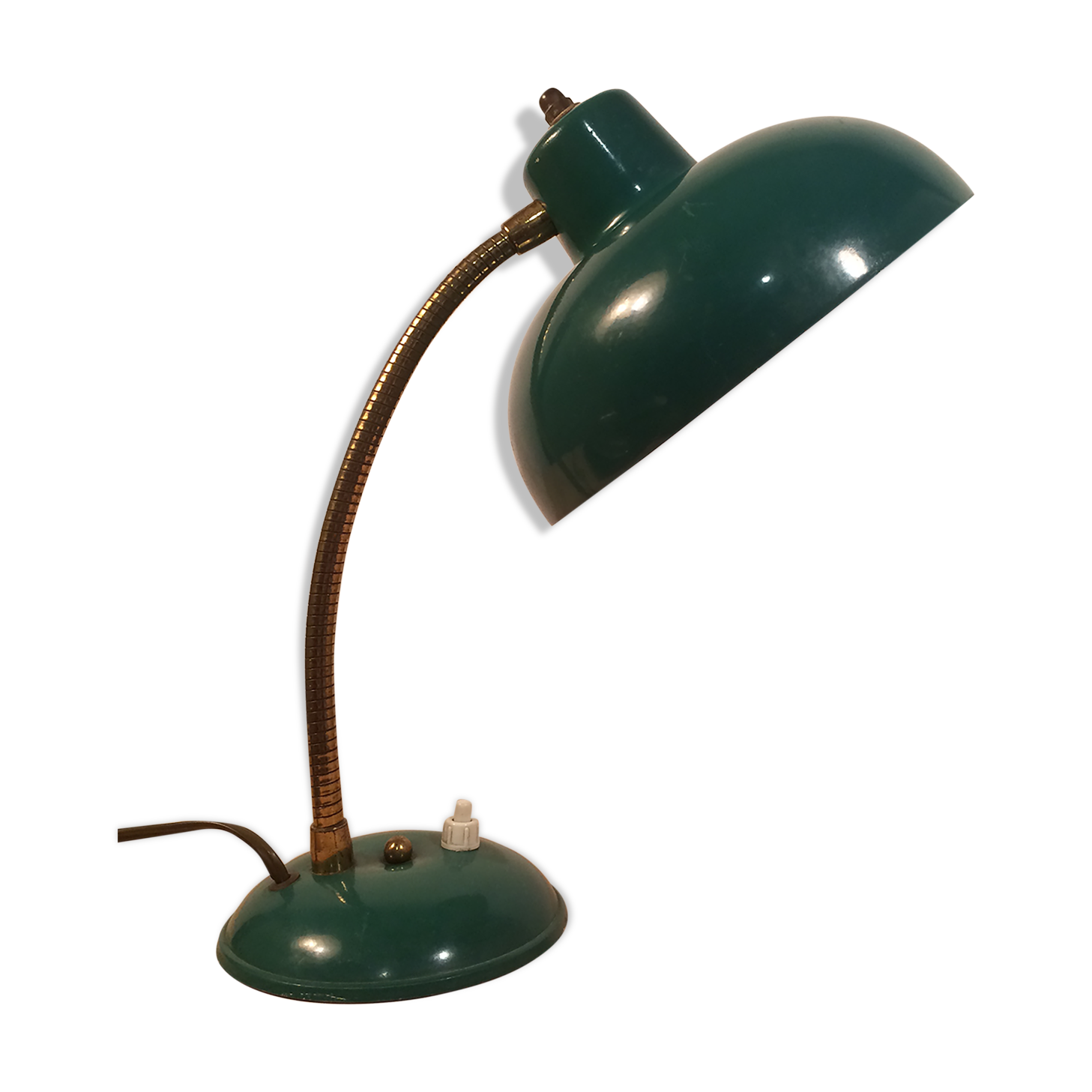 Green flexible desk lamp, 50s,vintage metal