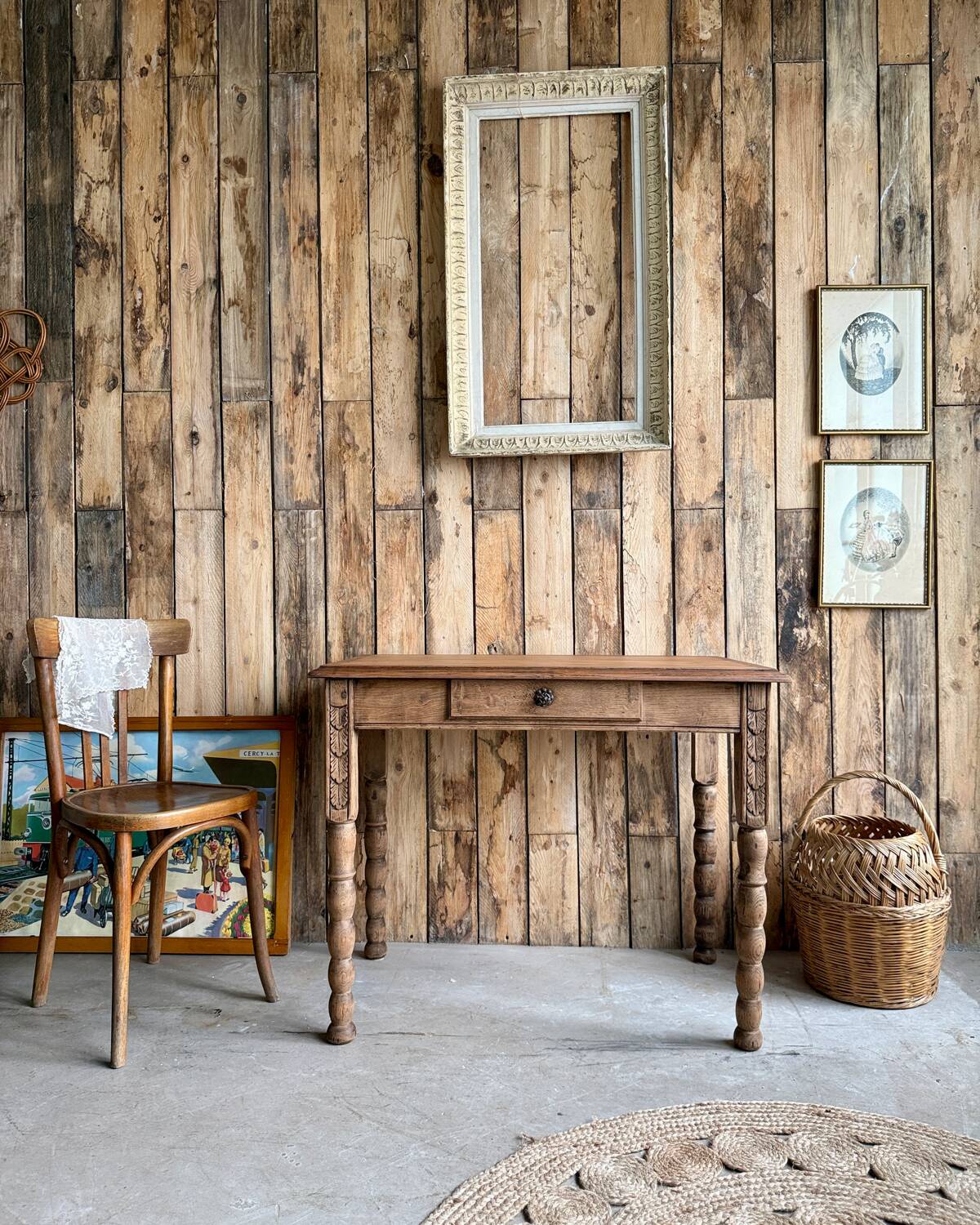 Antique table with turned legs (renovated)
