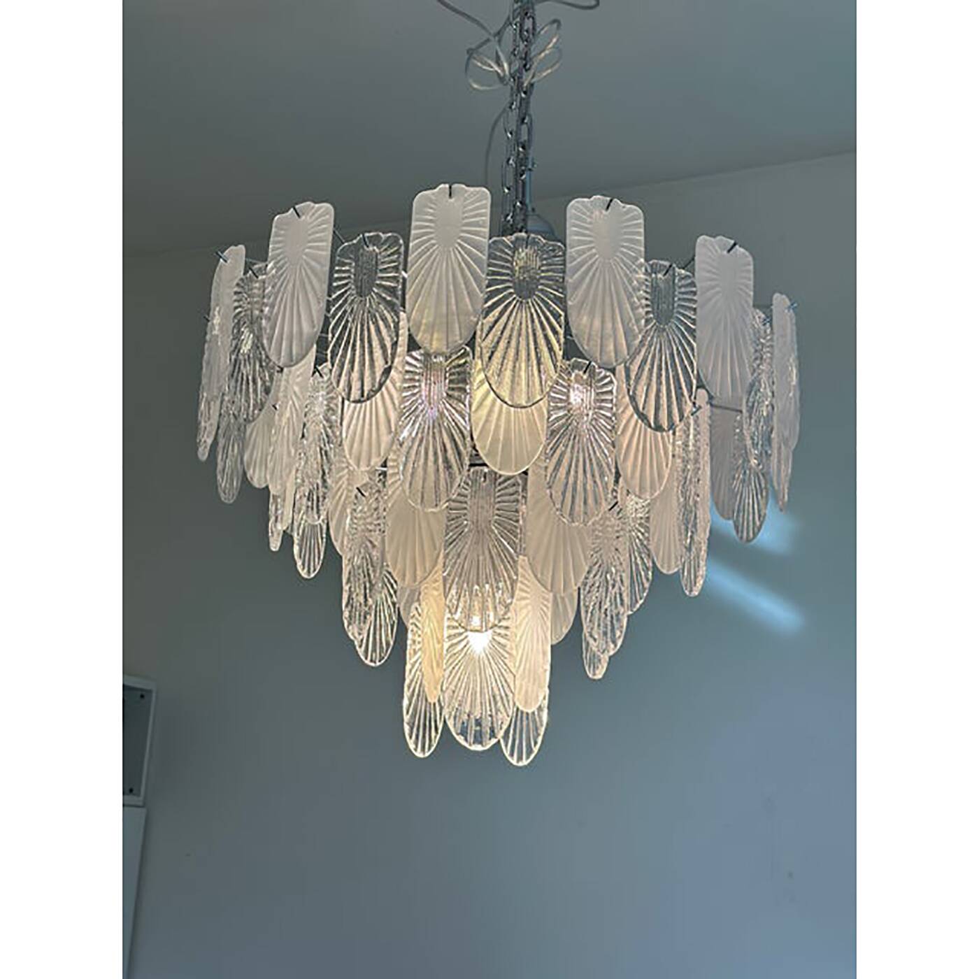 Art Deco Chandelier Clear and Frosted Italian Sputnik Art
