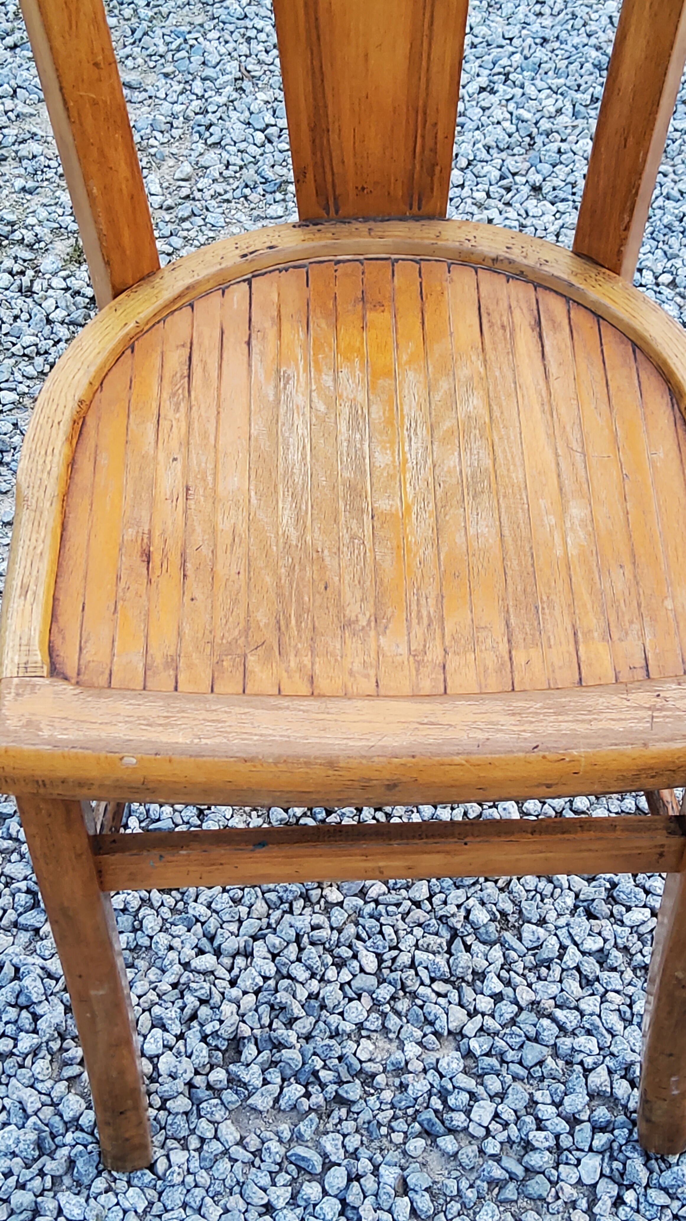 Set of 4 bistro chairs in beech and blond oak from the 50s