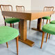 Set of 6 wooden chairs with boucle upholstery, French design by Charles Ramos.