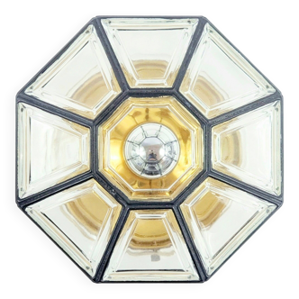 Plafonnier en verre et laiton de style Mid-Century, provenant de Limbourg, en Allemagne, années 1960