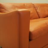 Orange leather sofa, Danish design, 1970s, production: Denmark
