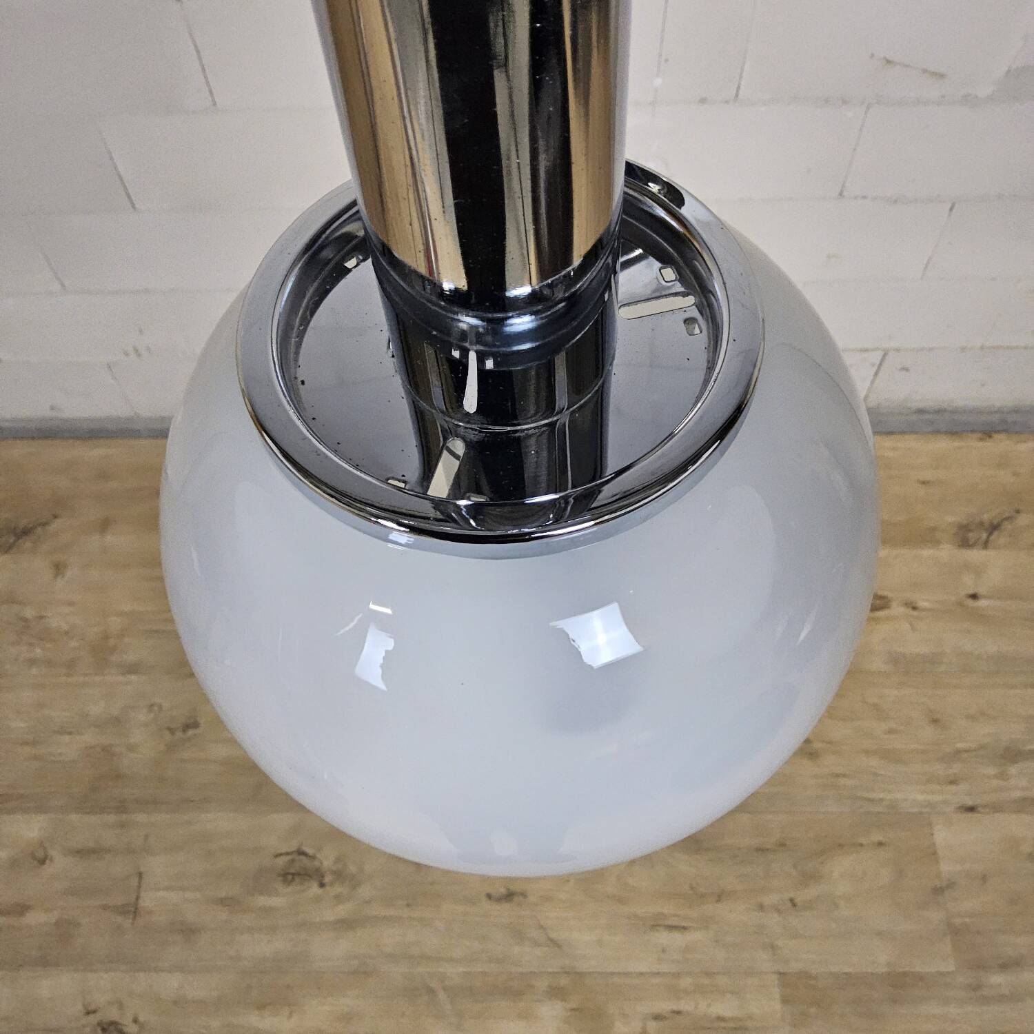 Vintage Space Age Chrome and Murano Glass Italian Pendant Lamp