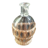 vase vintage en verre demi sphere avec habillage en rotin