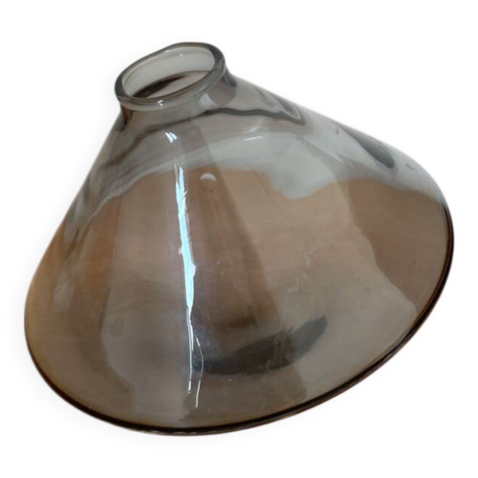 Smoked glass designer vase – Spinning top shape