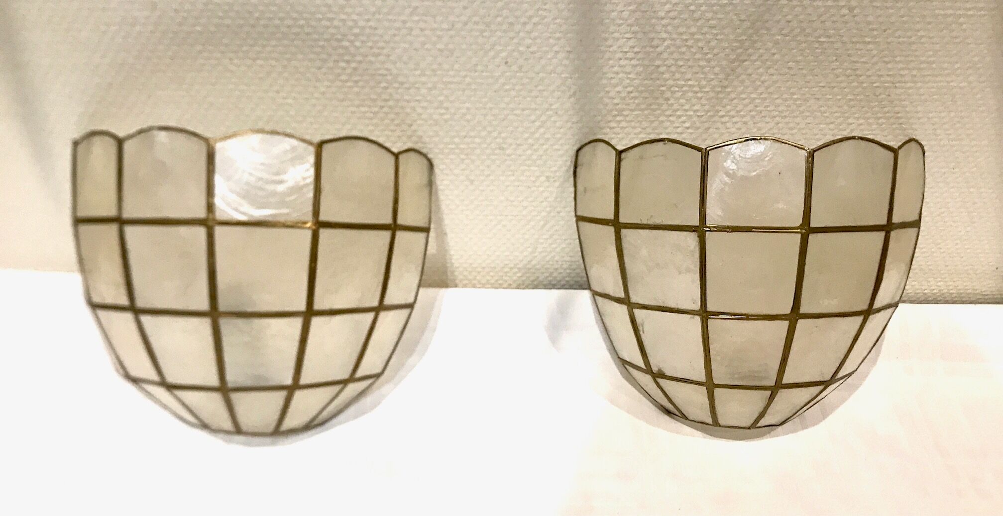 Pair of mother-of-pearl shell sconces