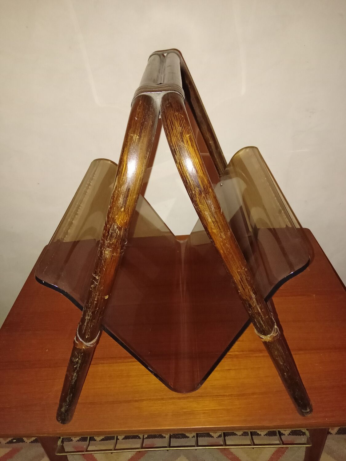 Bamboo and plexiglass magazine holder