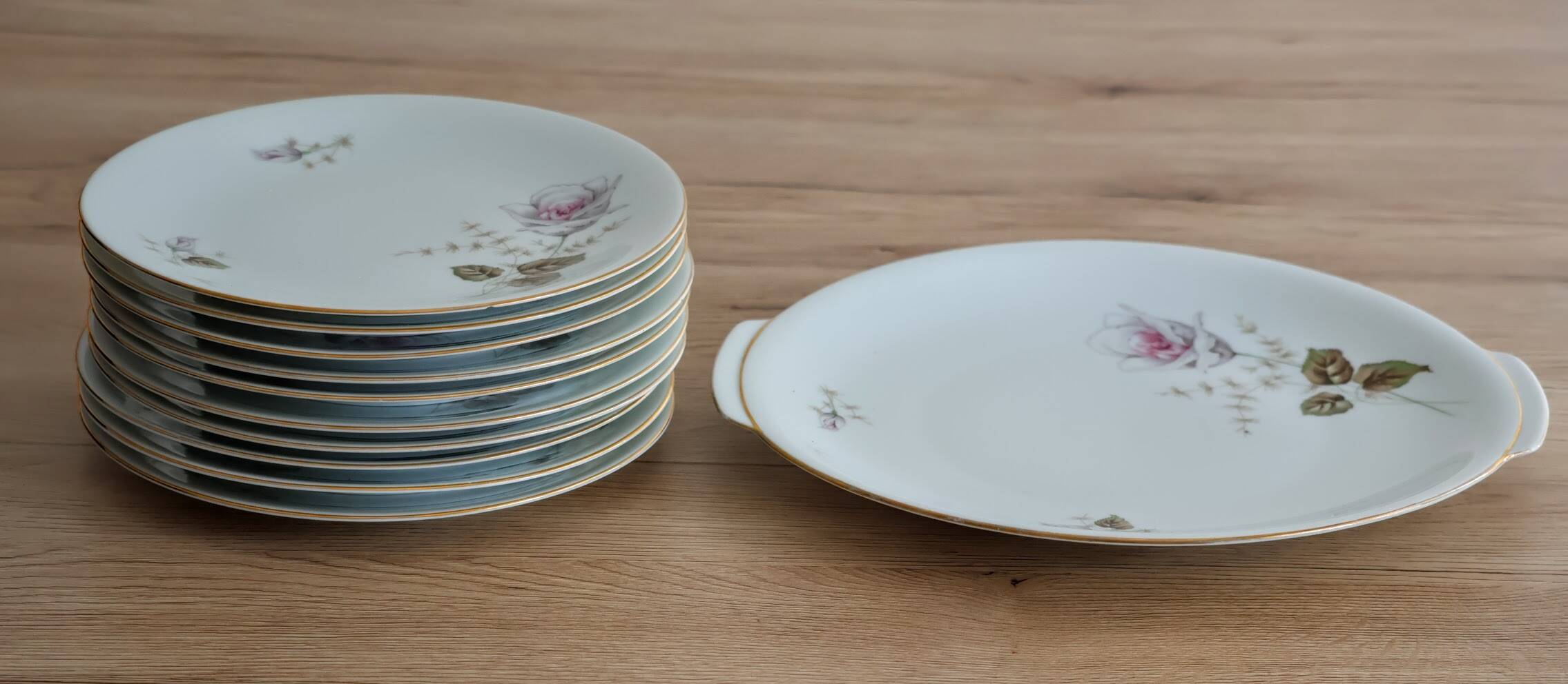 Service à dessert 10 assiettes et plat en porcelaine PMR Bavaria Jaeger & Co