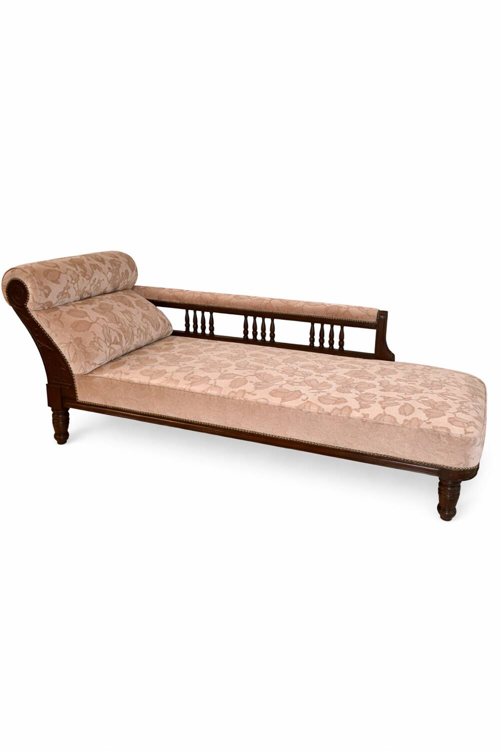 Chaise Longue Napoléon III en Bois Massif avec Tissu Floral – Circ