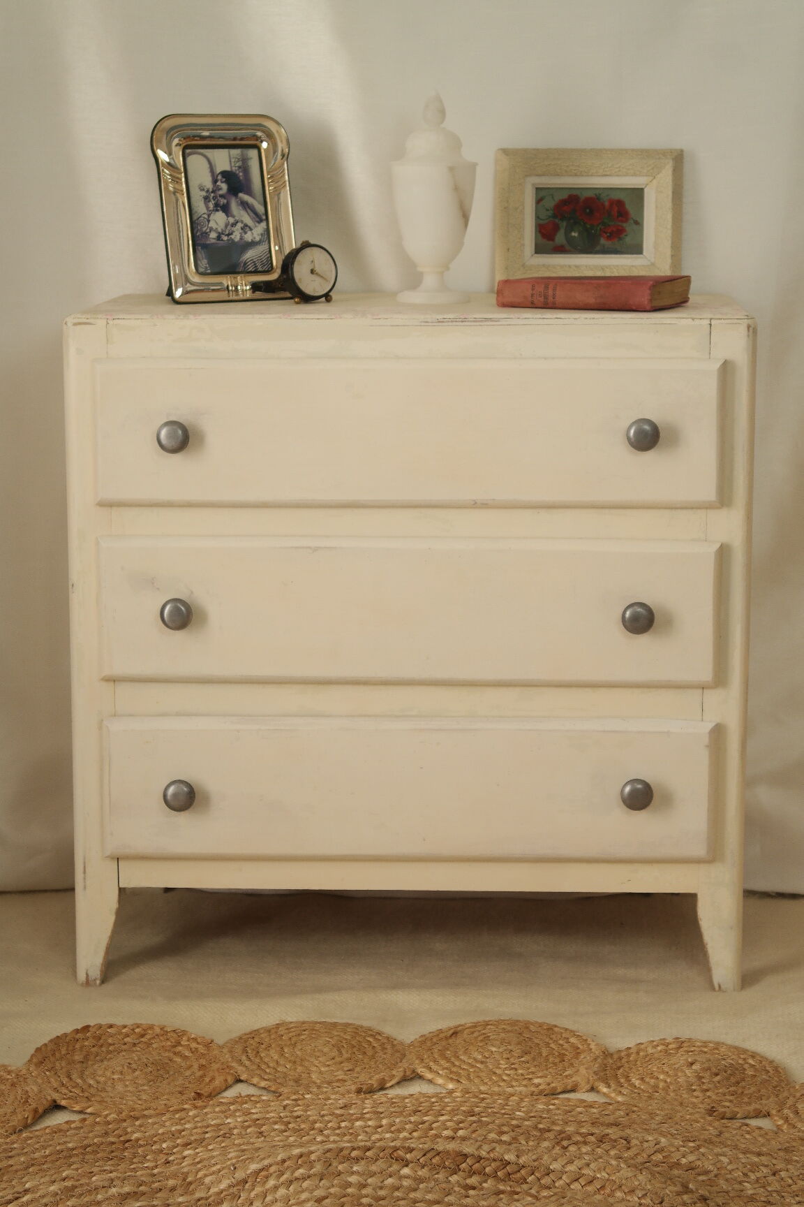 Commode art déco blanche patinée