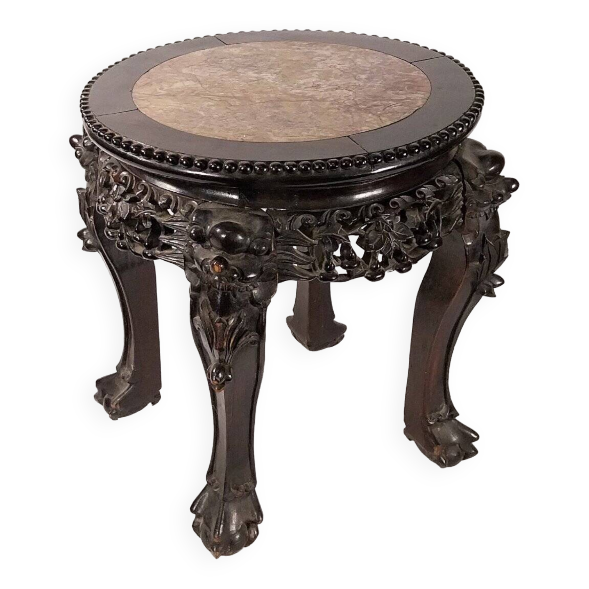 China, 19th century ironwood and marble pedestal coffee table
