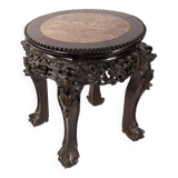 China, 19th century ironwood and marble pedestal coffee table