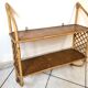 Rattan & oak vintage wall shelf 60's Louis Sognot