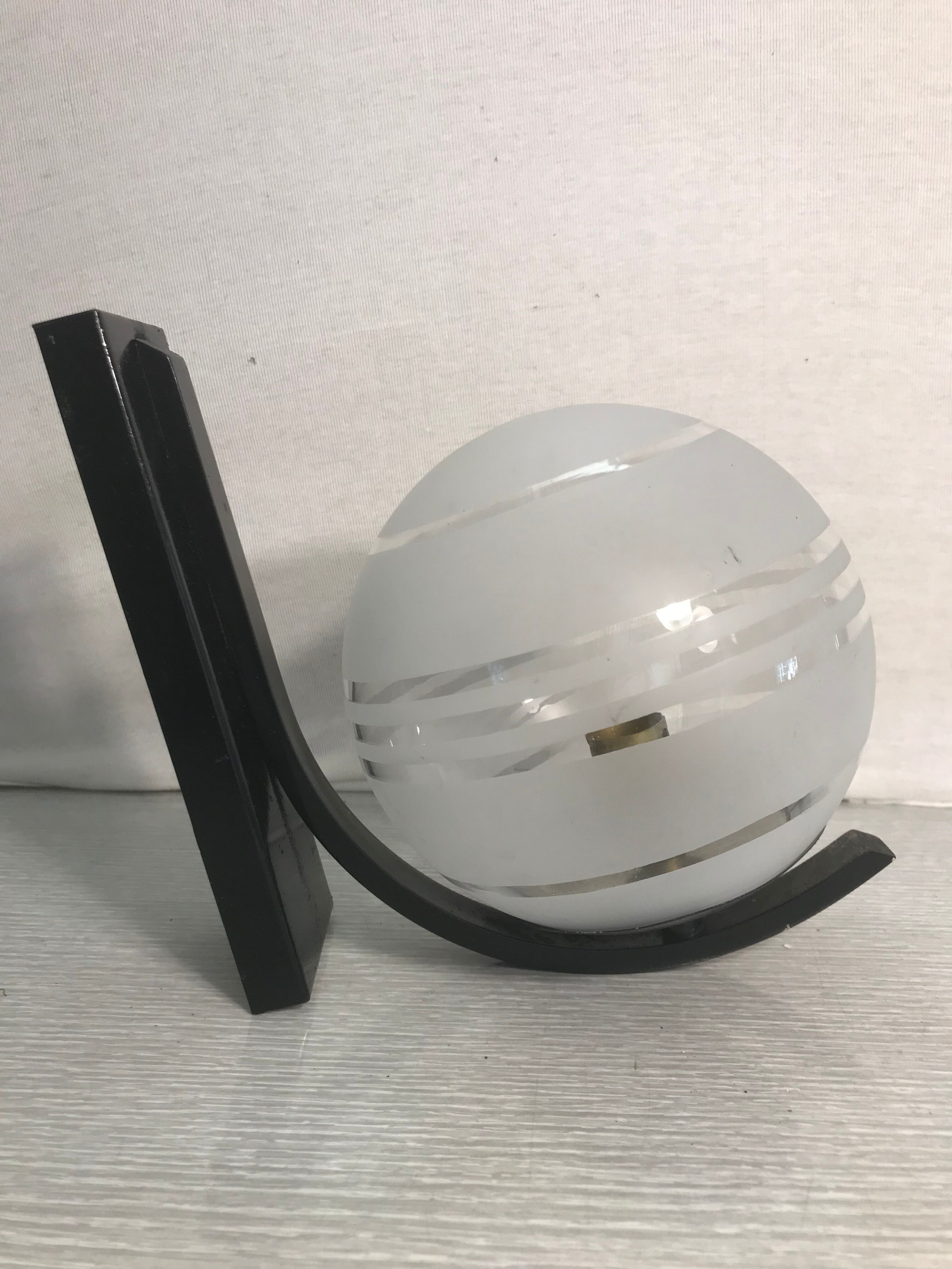 Vintage wall sconce ball-shaped glass reflector and black metal sconce