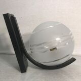 Vintage wall sconce ball-shaped glass reflector and black metal sconce