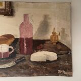 Nature morte à l'huile naïve 19ème-début 20ème