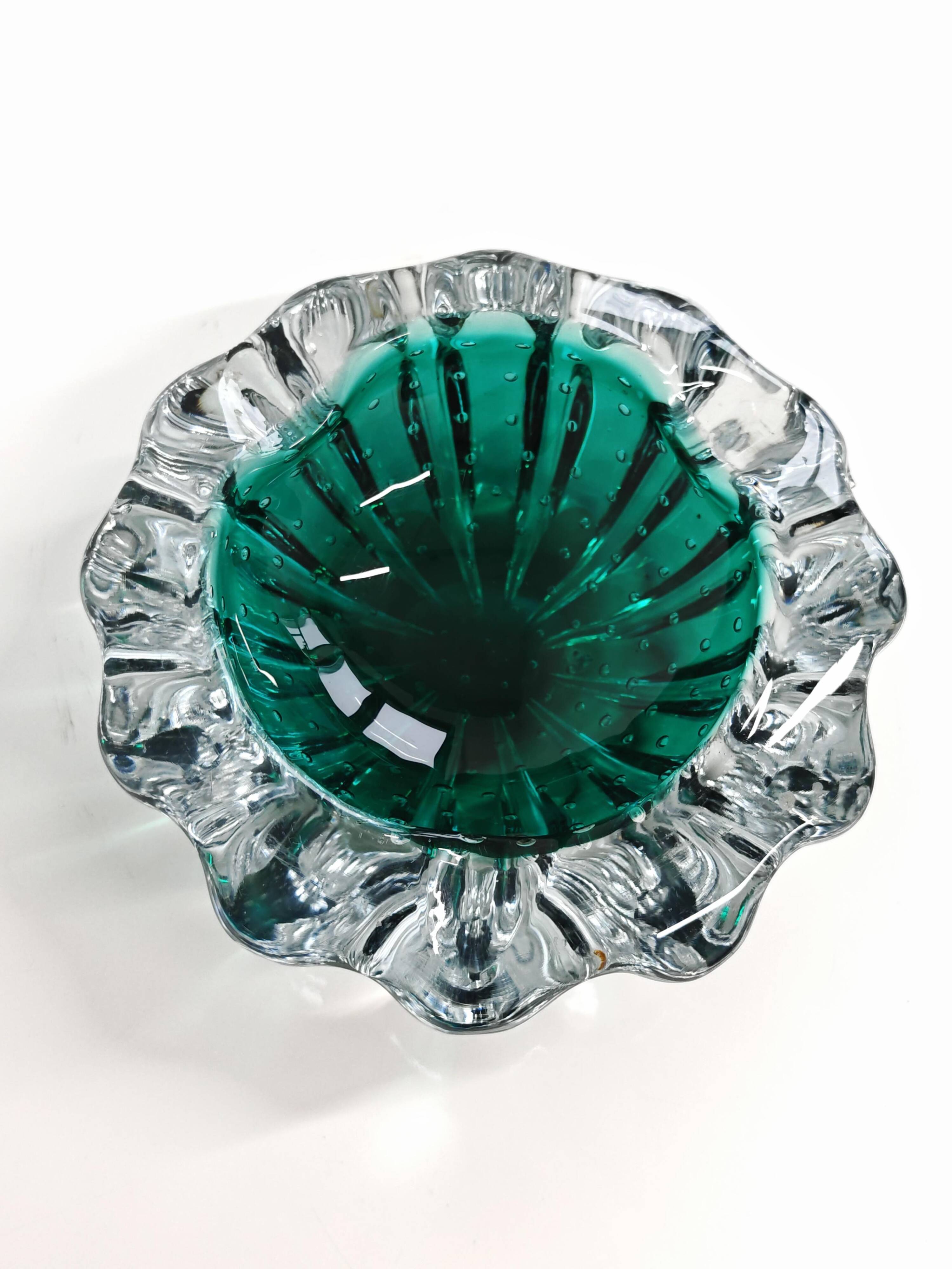 Murano glass ashtray Mid Century Modern with controlled bubbles