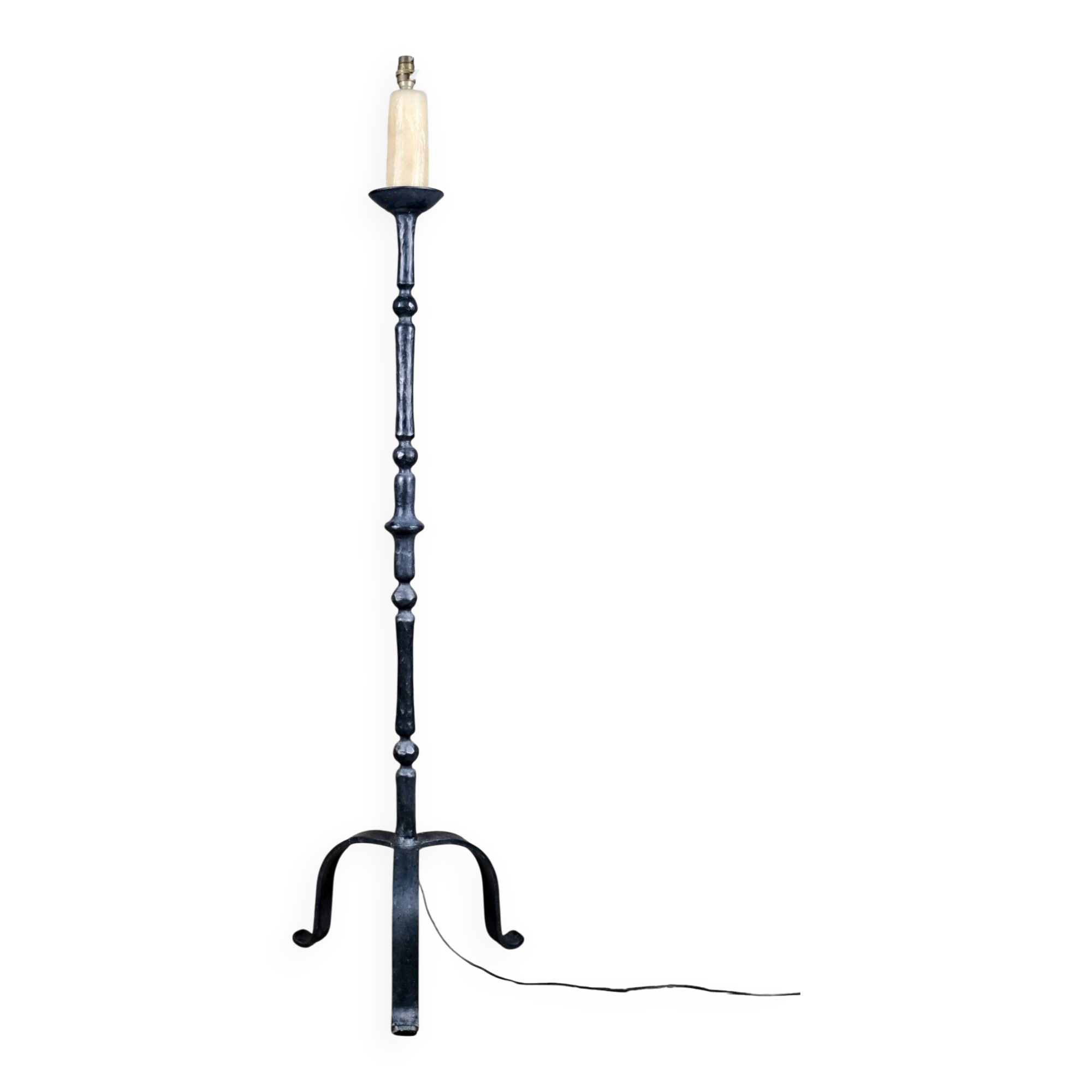 Lampadaire en fer forgé martelé, Bretagne, France, 1980s