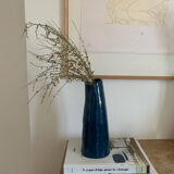 Handcrafted duck blue ceramic vase